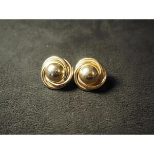 14K Triple Swirl Domed Button Earrings